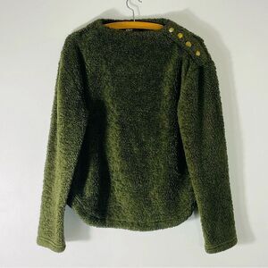 Alice Blue Green Sweater w Gold Snap Button Shoulder Detail Size S